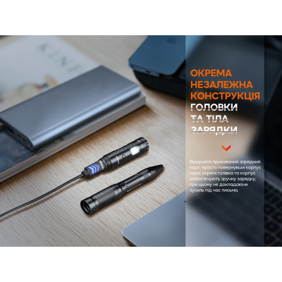 Тактическая ручка с фонариком Fenix T6. Черный в Украине