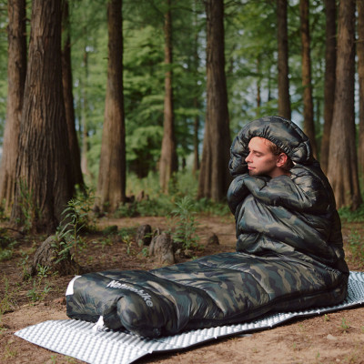 Спальный мешок с капюшоном Naturehike M320 CNK2350WS023, зеленый камуфляж, правый в Украине