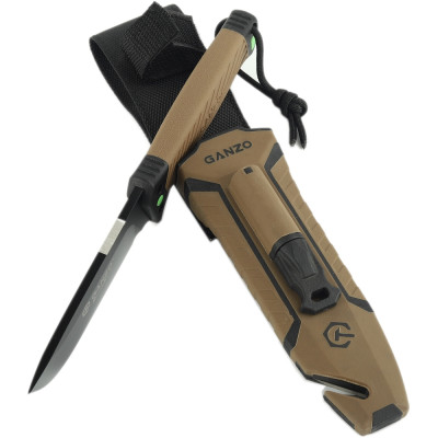 Нож с паракордом Ganzo G8012V2-DY. Коричневый в Украине