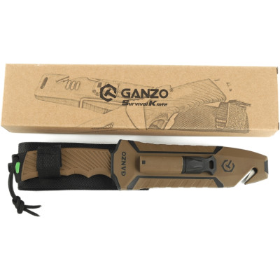 Нож с паракордом Ganzo G8012V2-DY. Коричневый в Украине