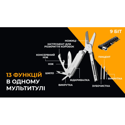 Мультитул мини Roxon M3 со сменными битами, серый в Украине