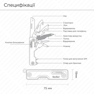 Мультитул NexTool Multi Functional Knife, хаки в Украине