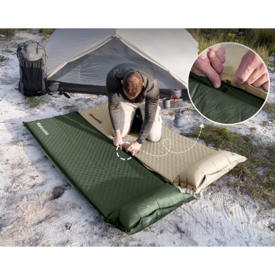 Матрас самонадувающийся с подушкой Naturehike CNK2450WS020. Зеленый в Украине