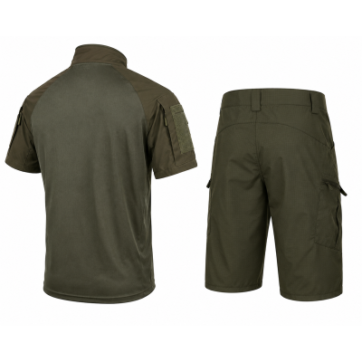 Тактический летний костюм с убаксом Combatant Raider Core короткий рукав и шортами Rip-Stop PolyCotton SPECPROM. Олива в Украине