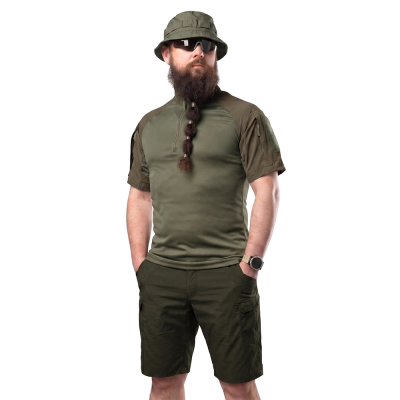 Тактический летний костюм с убаксом Combatant Raider Core короткий рукав и шортами Rip-Stop PolyCotton SPECPROM. Олива в Украине