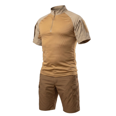 Тактический летний костюм с убаксом Combatant Raider Core короткий рукав и шортами Rip-Stop PolyCotton SPECPROM. Койот в Украине